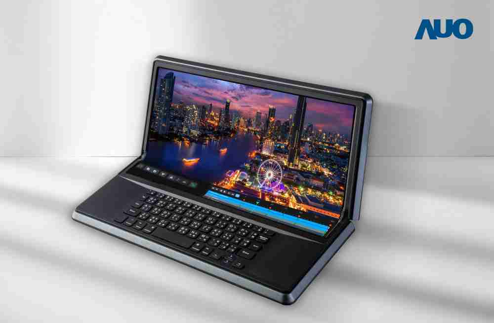 918.COM14.6吋Micro LED折迭显示屏幕，，，，搭配半径4mm的弯折绞炼，，，以及高画素、、、高亮度、、、高对比度的显示技术特点，，，，即便在大视角下仍保有绝佳色相与亮度