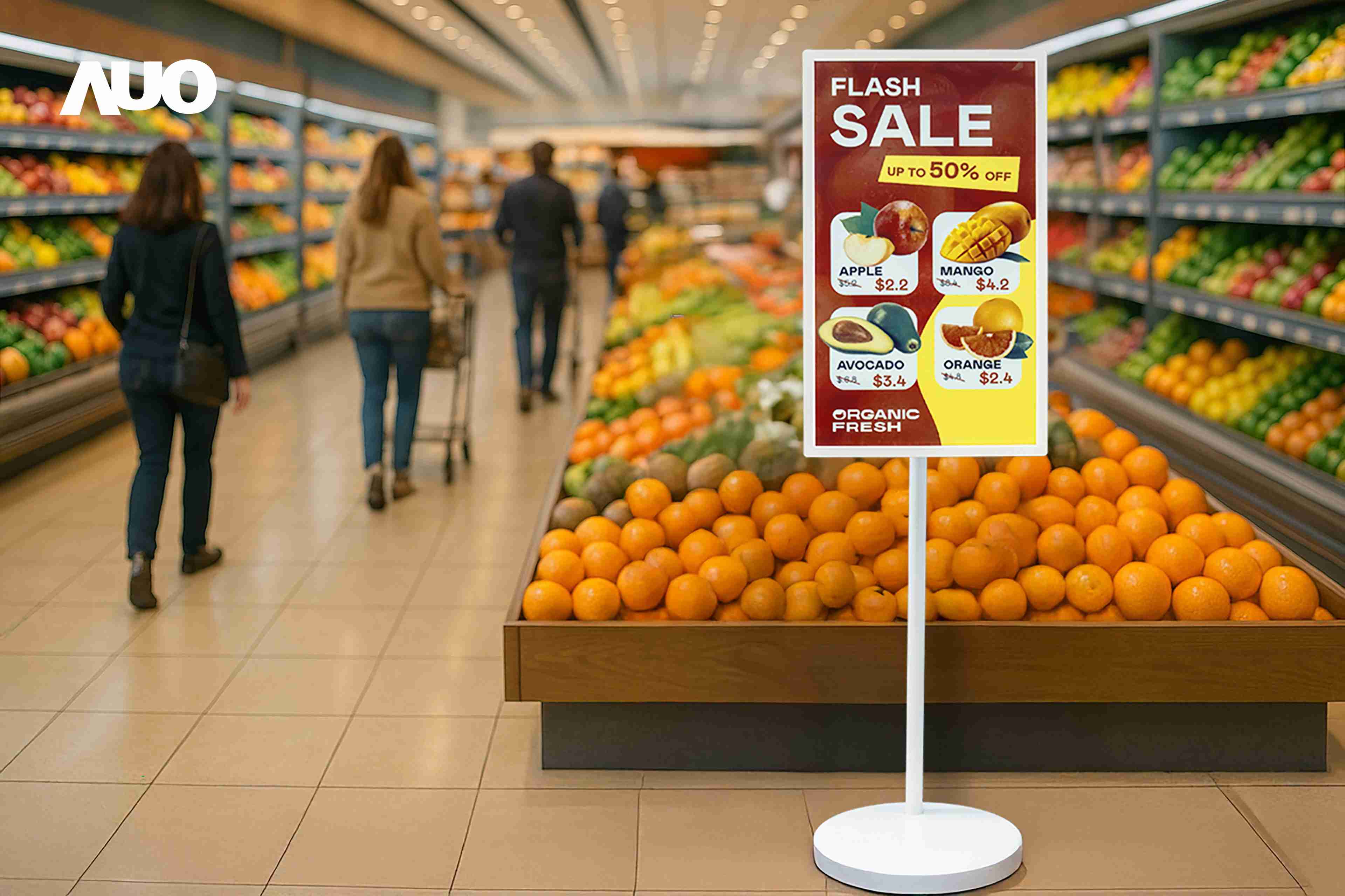 达擎首亮相低功耗、、、全彩的〝aecoPost电子纸解决方案〞，，，仅在更新画面时需要微量的电力驱动，，，，无需布建电线的便捷设计，，使其可灵活应用、、、、随意置放，，，，并可透过云端或行动装置app，，，轻松管理及排程广告内容，，晋升店头营销利器。。。。